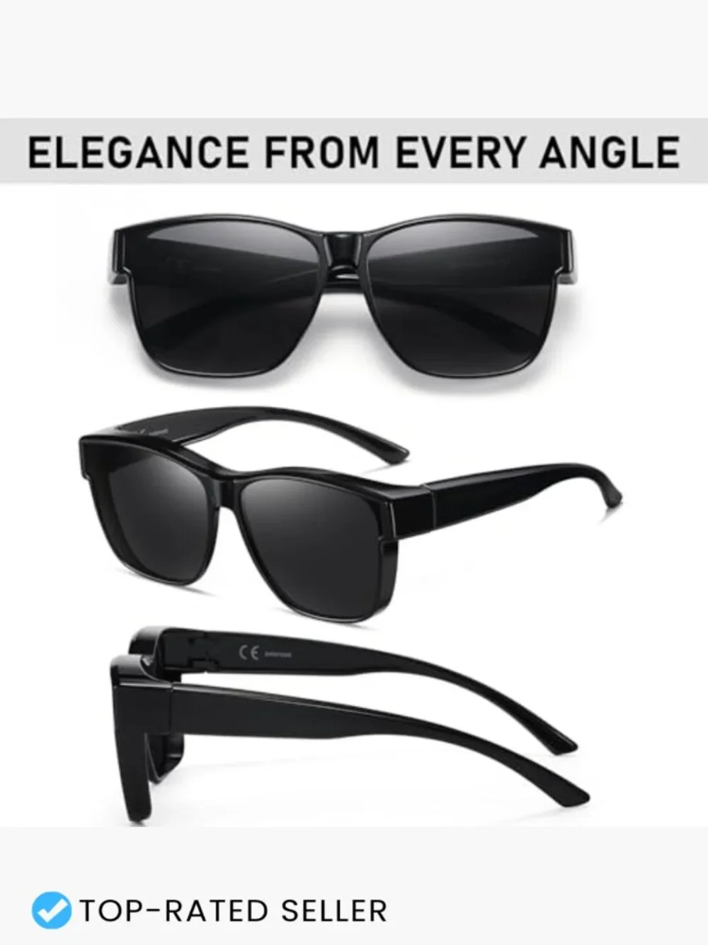 Polarized Fit Over Glasses Sunglasses Oversized Square UV400 Unisex